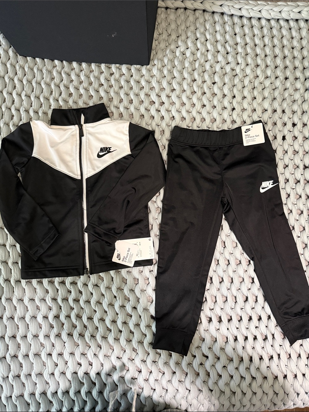 Nike Kids Black & White Track Jacket and Joggers Set